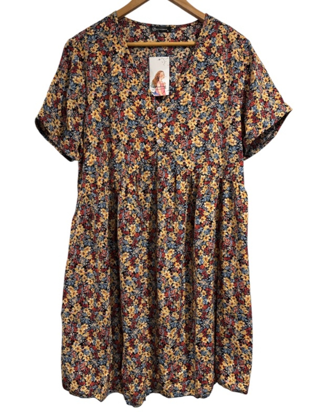 Pretty garden dress floral wildflower Xl babydoll style